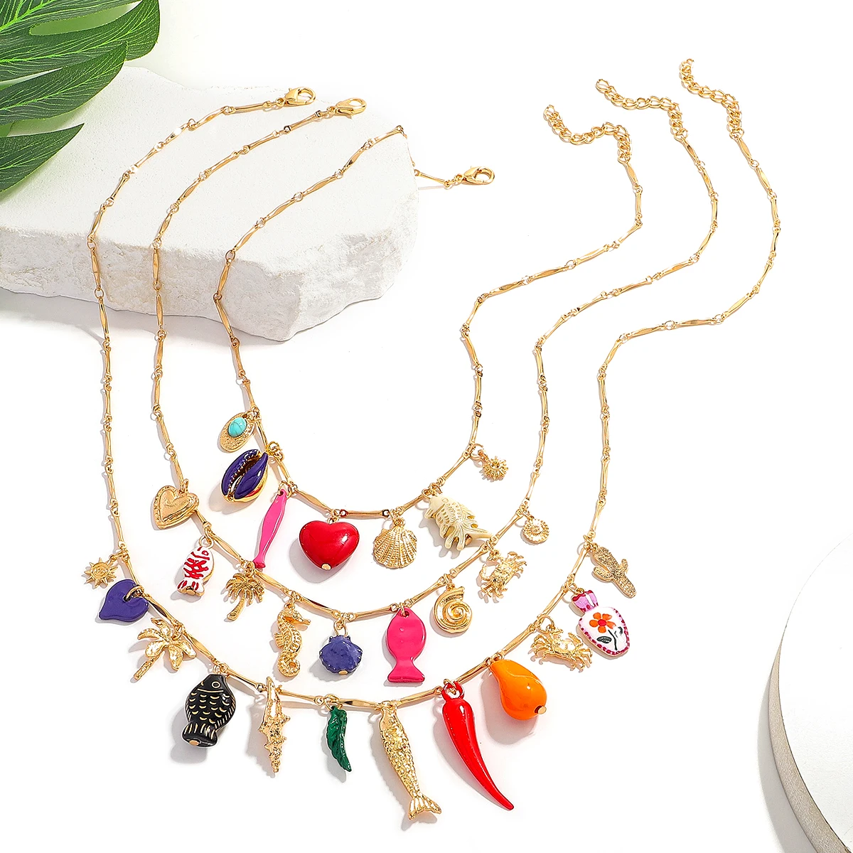 ZAA Fashion Multilayer Fish Pendant Chain Necklace For Women Sea Animal Elegant Statement Jewelry Banquet Charm Accessories Gift