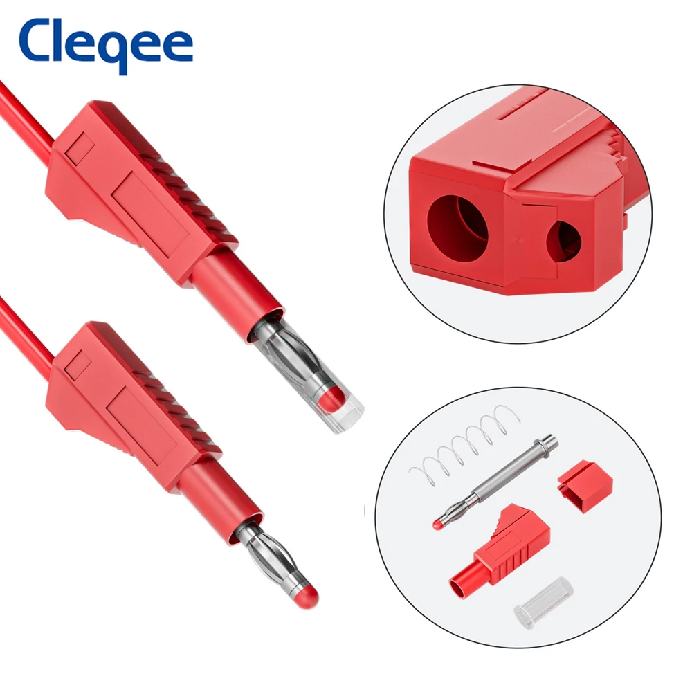 Cleqee P10043 10PCS 4MM Banana Plug Stackable Safety Retractable Connector Solder for In line DIY Assembly  Test Leads