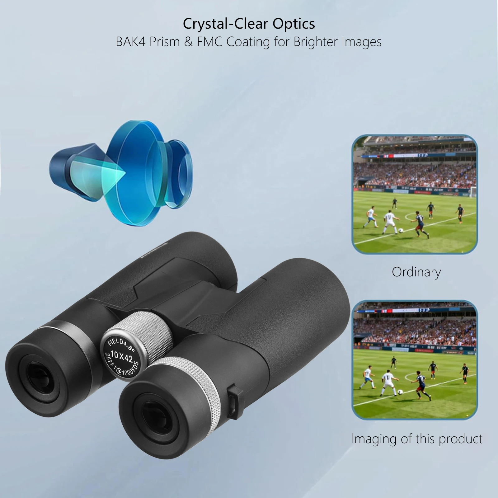 10x42 HD Binoculars for Adults, High Powered Binoculars with BAK4 Prism and Low Light Vision, Waterproof Binoculars - view 5