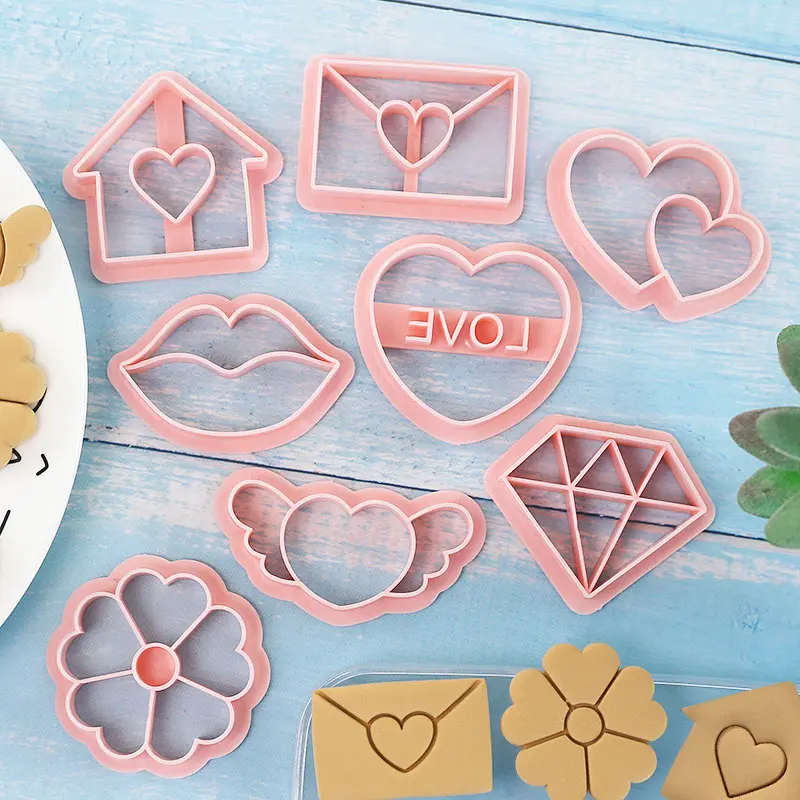 8-teiliges Valentinstag-Ausstecher-Set – Herz, Blumenformen, Keksform für Hochzeit, Erinnerungstag, Brautparty, Party-Dekoration