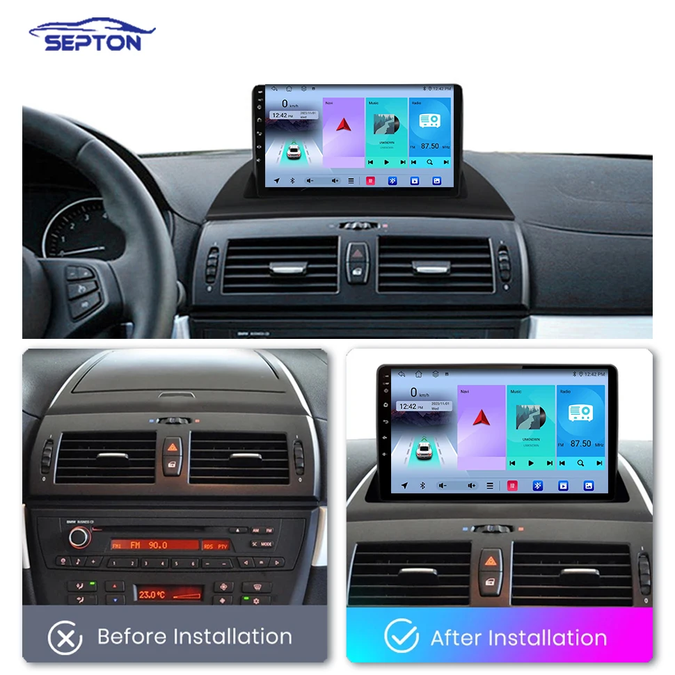 SEPTON 2 Din Android Car Radio Audio for BMW X3 E83 2004-2012 Navi GPS CarPlay Autoradio Android 12 Head Unit Smart Car Systems