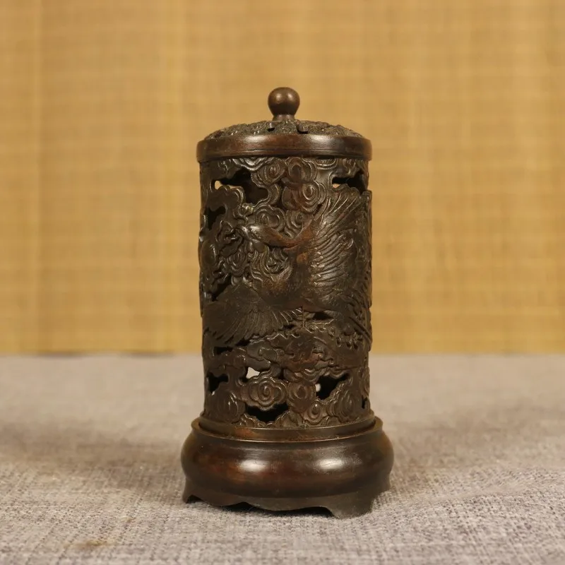 burner with carved lattice jade-like incense sticks standing type for home use indoor auspicious cloud design ince