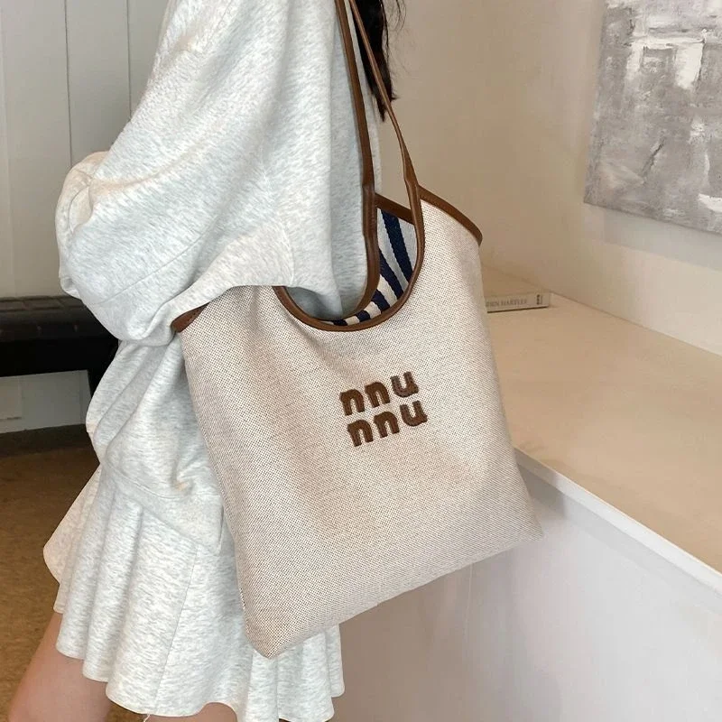 Fashion Design Canvas Tote Women Large Capacity All-in-one Shoulder Bag Casual Letter Top Handle Commuter Bag Sac Poplene Femme