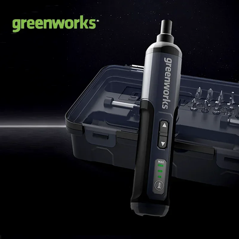 Greenworks 4V Cordless Rotary Tool Mini Drill Electric Screwdriver Set 2000mAh Li-ion Battery USB Rechargeable with 26 Bits Set