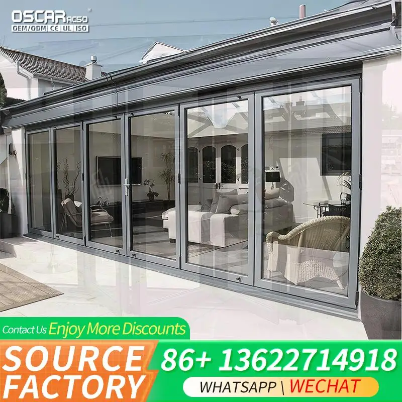 

Anti Theft Thermal Break Double Glass Aluminum Folding Door for Balcony Exterior in Villa House folding door