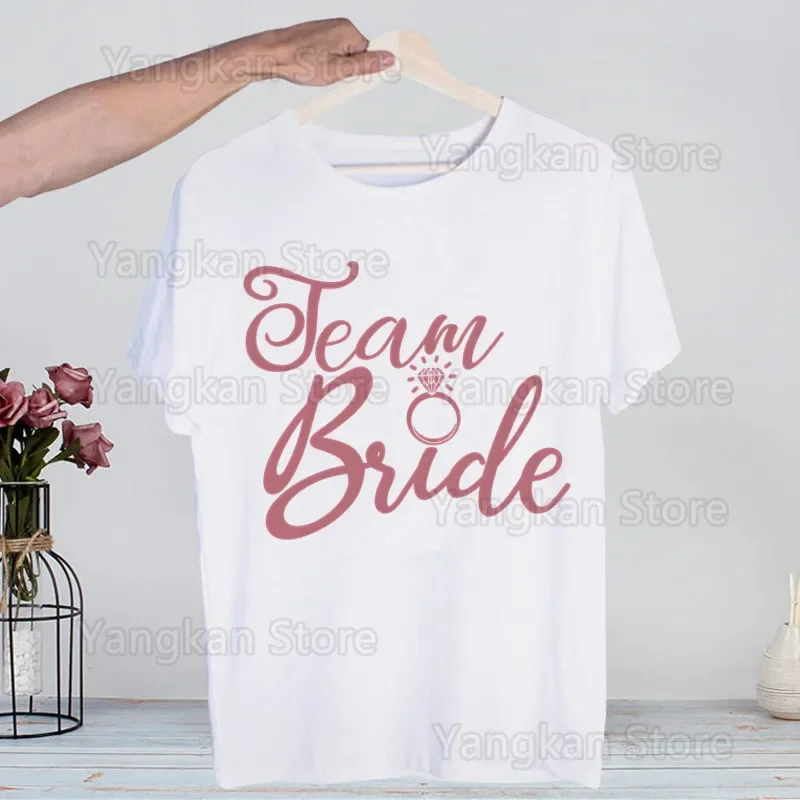 Bride To Be Bridal Hen Bachelorette Party Wedding Decoration Women Summer Casual Vintage O-neck Plus Size Clothes Y2k Tops