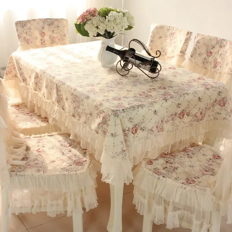 Europe Polyester Tablecloth Chair Sets Embroidered Floral Hollow Table Cover Rectangular Elegant Home Party Wedding Decoration