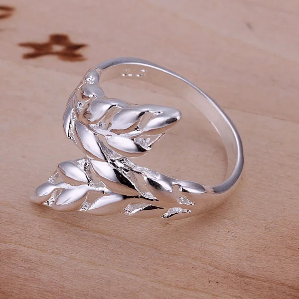 925 Sterling Silver For Women Wedding Christmas Gift Silver Color Leaves Ring , Jewelry Noble Design Lovely Factory Price