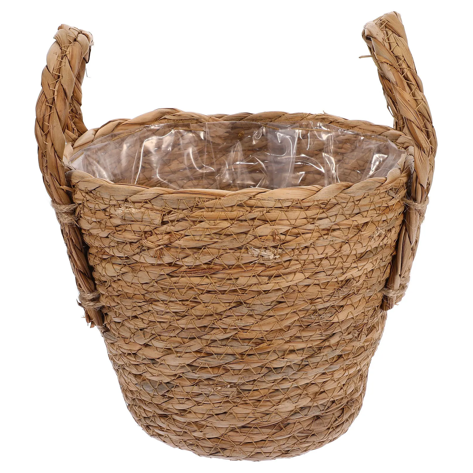 

1Pcs Braided Seagrass Flowerpot 16Cm Leakproof Lining Ideal for Faux Florals Countertop Cabinet Decor Storage Basket Boho Plant