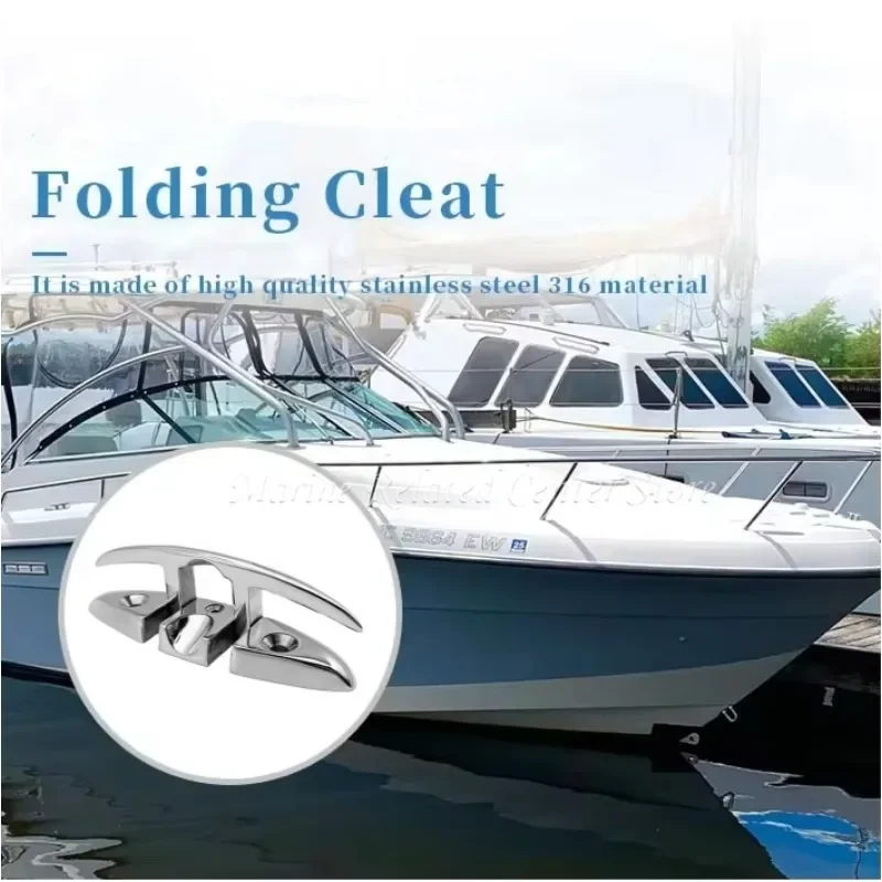 5 inch 6 inch 8 inch Boat Folding Cleat Flip-up Dock Cleat 316 Stainless Steel Dock Deck Line Rope Mooring Cleat Boat Accessorie