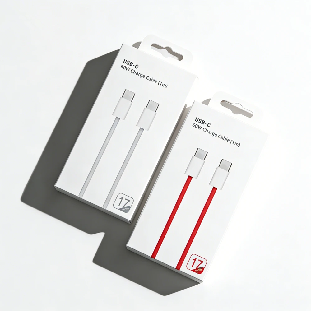 60W USB-C to USB-C Fast Charging PD Cable For iPhone 17 Pro Max Air 16 15 Pro Max 16 15 Plus Braided Type-C Cable 1m With Box