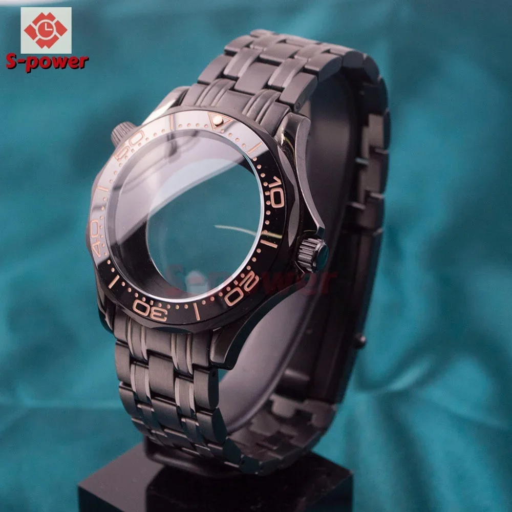 caixa-de-relogio-nh35-bracelete-e-bisel-de-ceramica-para-modificacao-da-seamaster-300-caixa-preta-de-aco-inoxidavel-a-prova-d'agua-10atm-compativel-com-movimento-nh35-nh36