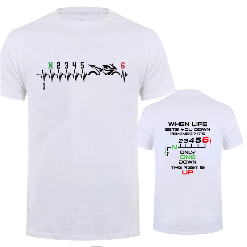 1N23456 Motorcycle Gear Biker Heartbeat Retro Printed Men\'s New T-shirt Fashion Casual Loose Summer Tshirts Short Sleeve T-shirt