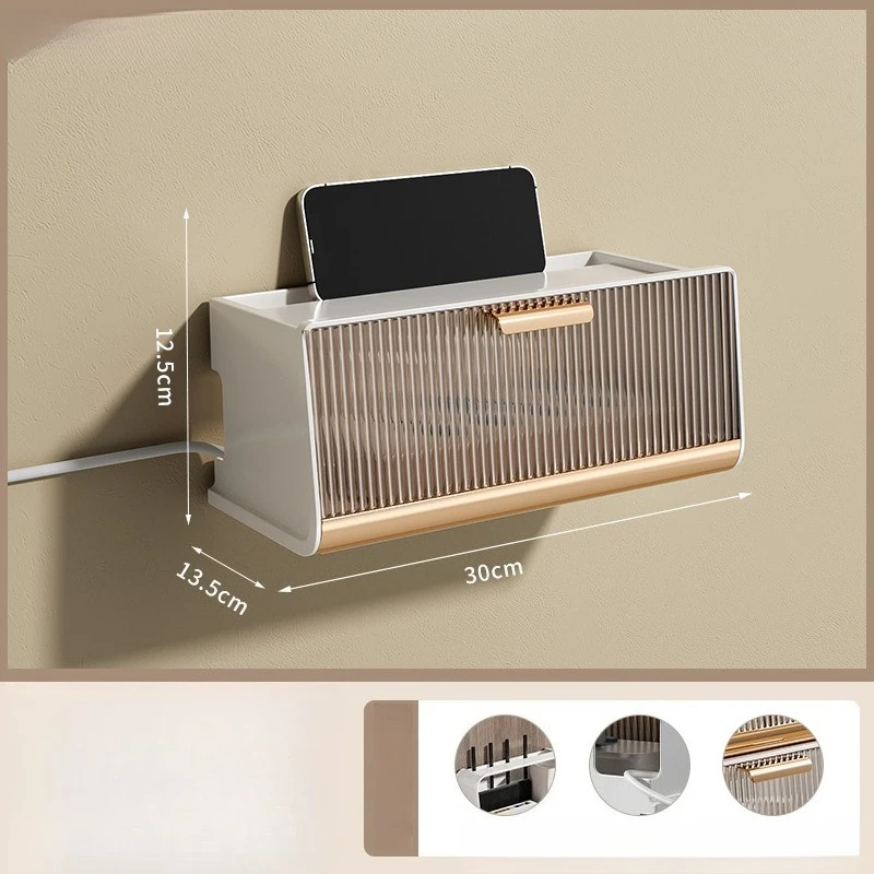 NONE Wifi Router Lagerung Box Buchse Draht Optische Modem Netzwerk Kabel Organisation Box Wand-montiert Kein-bohren Set-top-Box Regal 6