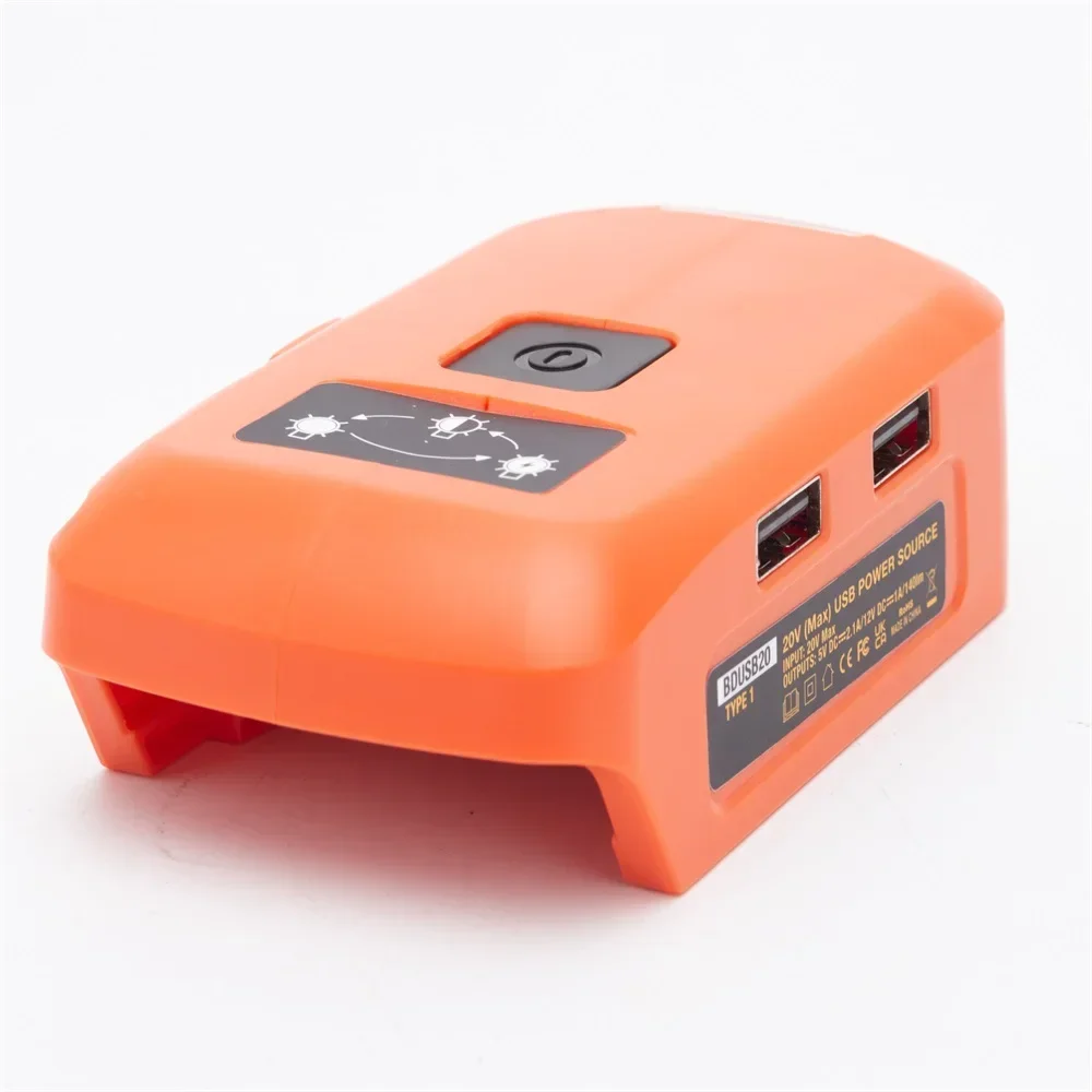 Portable Mobile Power Supply Is Suitable for BLACK+DECKER 20V Lithium-ion Battery with USB DC Charging Interface with Bulb