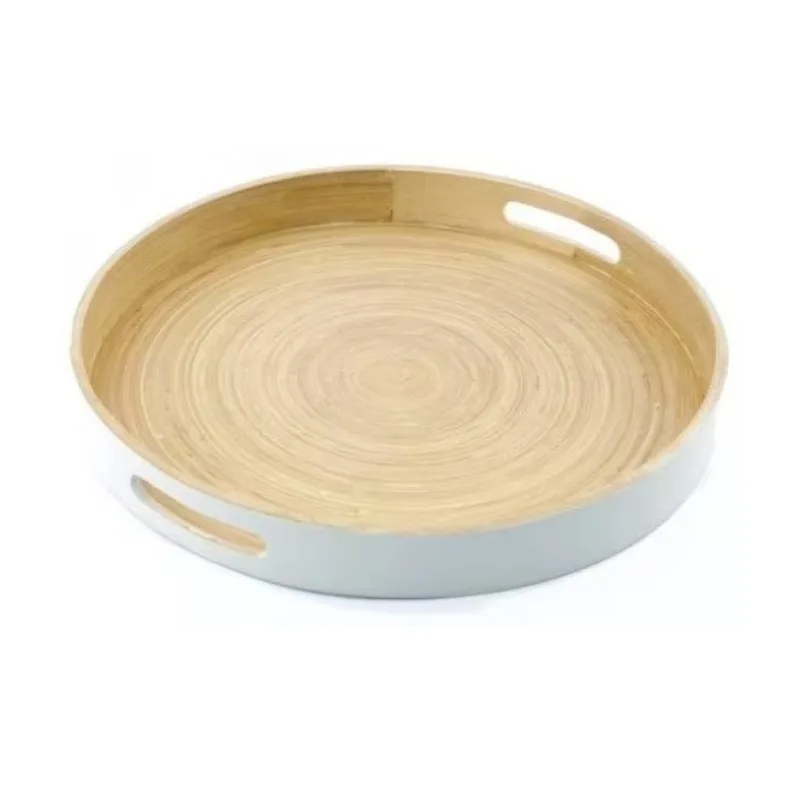 

Round wooden tray with handle unique style bamboo wooden tray home hotel restaurant tableware