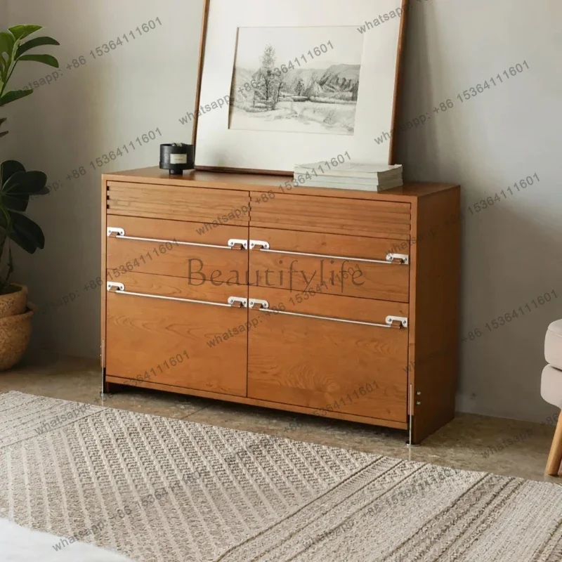 

FG11Medieval style six-chest cabinet, side cabinet integrated against the wall, solid wood, modern simple storage