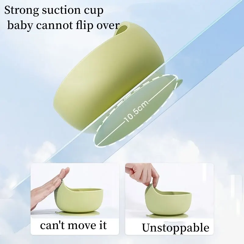 2 طقم أدوات مائدة من السيليكون للأطفال مقاوم للماء شفط أطباق الأطفال أدوات مطبخ للأطفال