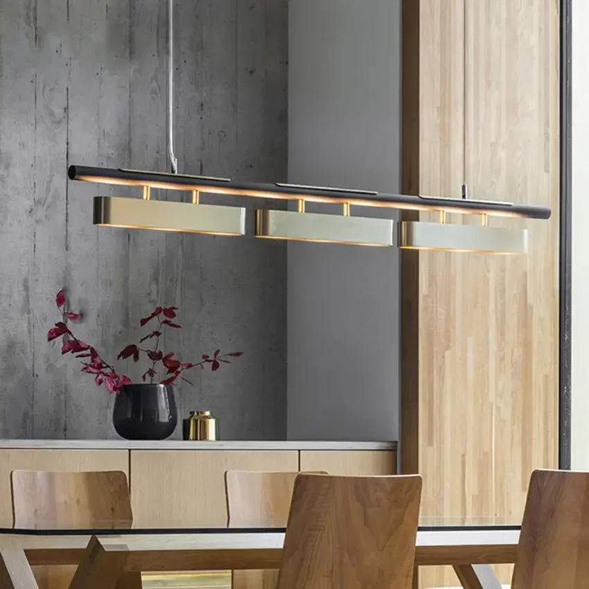 Modern Minimalist Strip LED Chandelier Long Pendant Light for Living Dining Room Coffee Desks Kitchen Home Decor Indoor Lighting