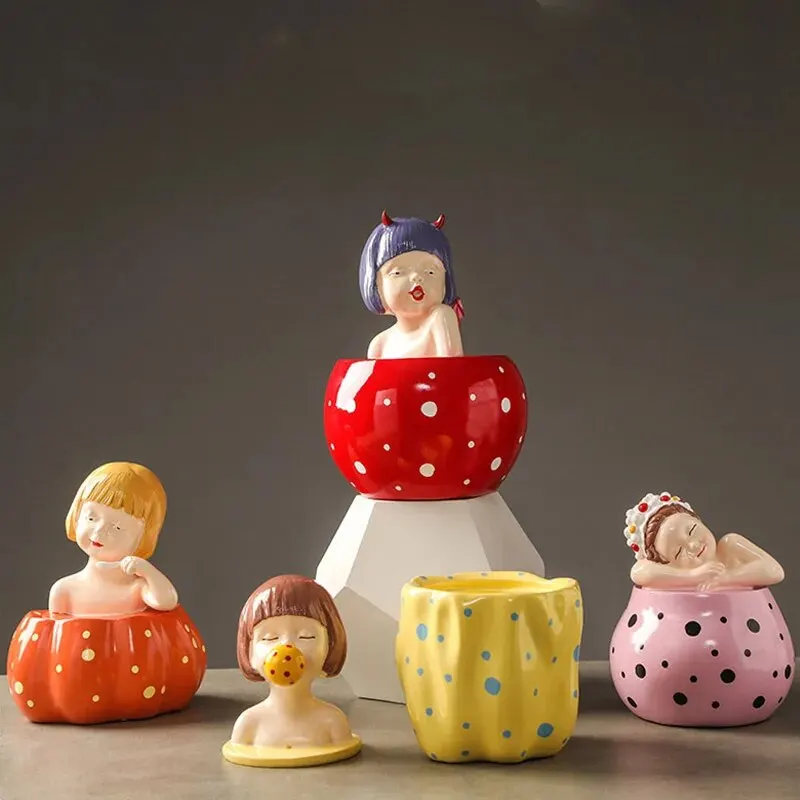 Nordic ins resin girl storage decoration living room TV cabinet home accessories desktop figurines