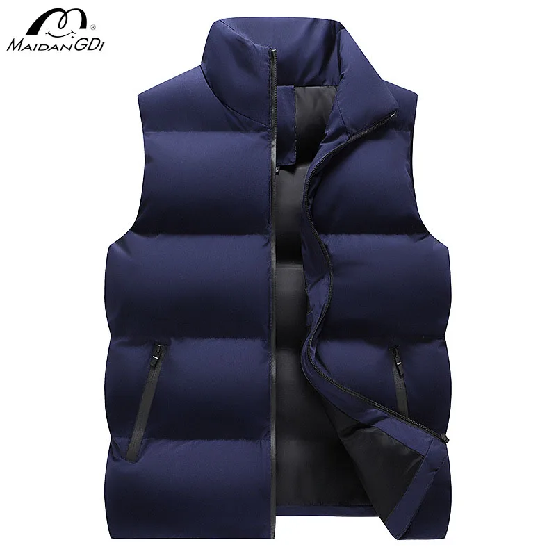 MaiDangDi Winter Solid Color Men Vest Sleeveless Down Jacket for Men Versatile Warm Outdoor Men's Top Large Mens Clothing