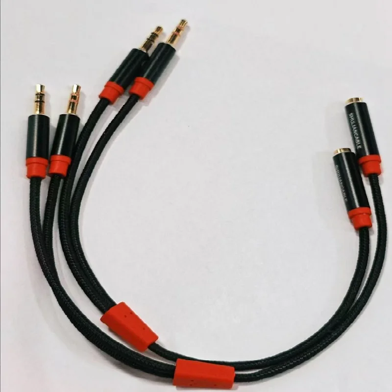 Lungfish Headphone dispenser, CTIA 3.5mm 2 male and 1 female headphone adapter, suitable for gaming headphones to PC