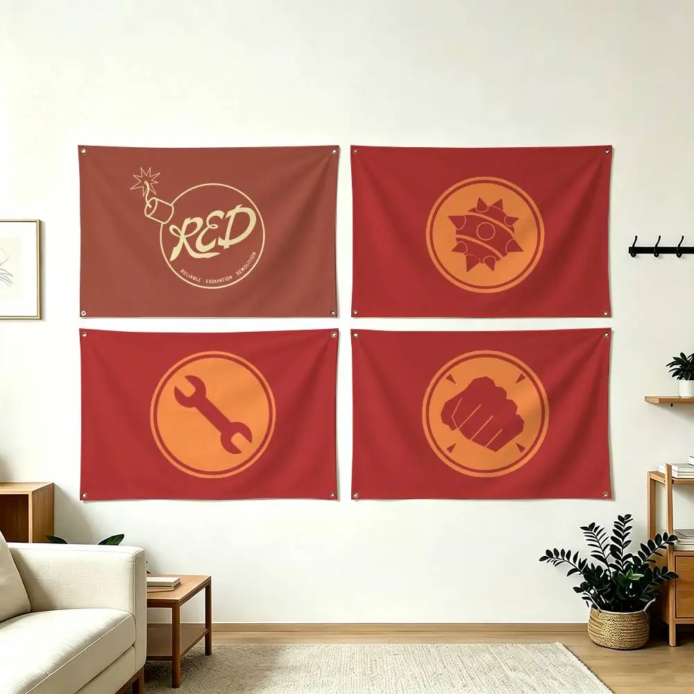 T-Team Fortress 2 Game Logo  Flags Wall Hanging Tapestry Outdoor Garage Room Decorative flag Background Blanket