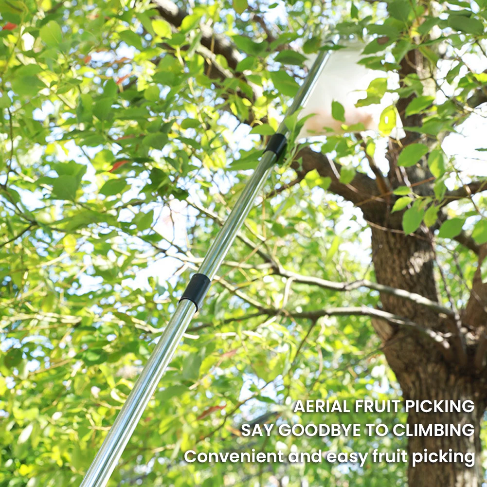 Stainless Steel Splicing Rod High Tree Orchard Picking Tool Fruit Picking Tool Fruits Catcher for Apples Mango Lemon Orange
