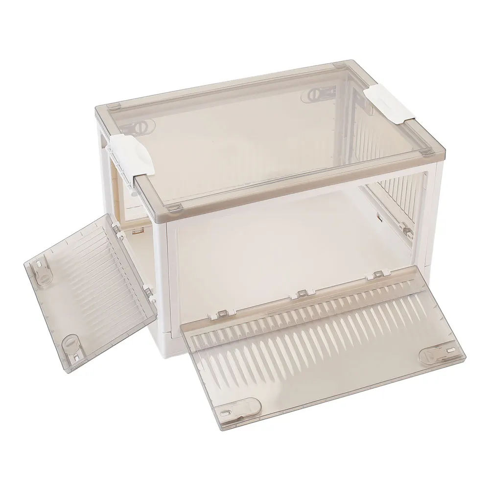 Livingandhome Transparent Folding Storage Box with Wheels