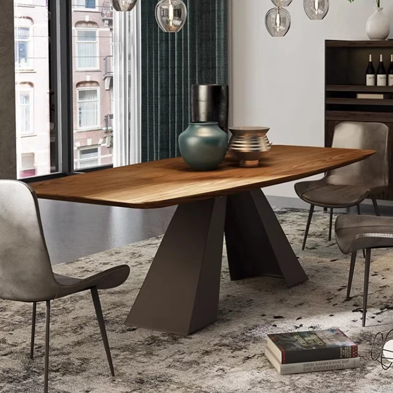 Picture 4: Modern Rectangular Solid Wood Dining Table Walnut Color Nordic Dining Room Table Home & Restaurant Furniture