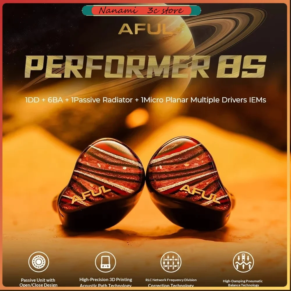 AFUL Performer 8S HiFi Earphones 1DD+6BA+1Passive Radiator+1Micro Planar In-ear Wired Headphone with Adjustable Passive Unit