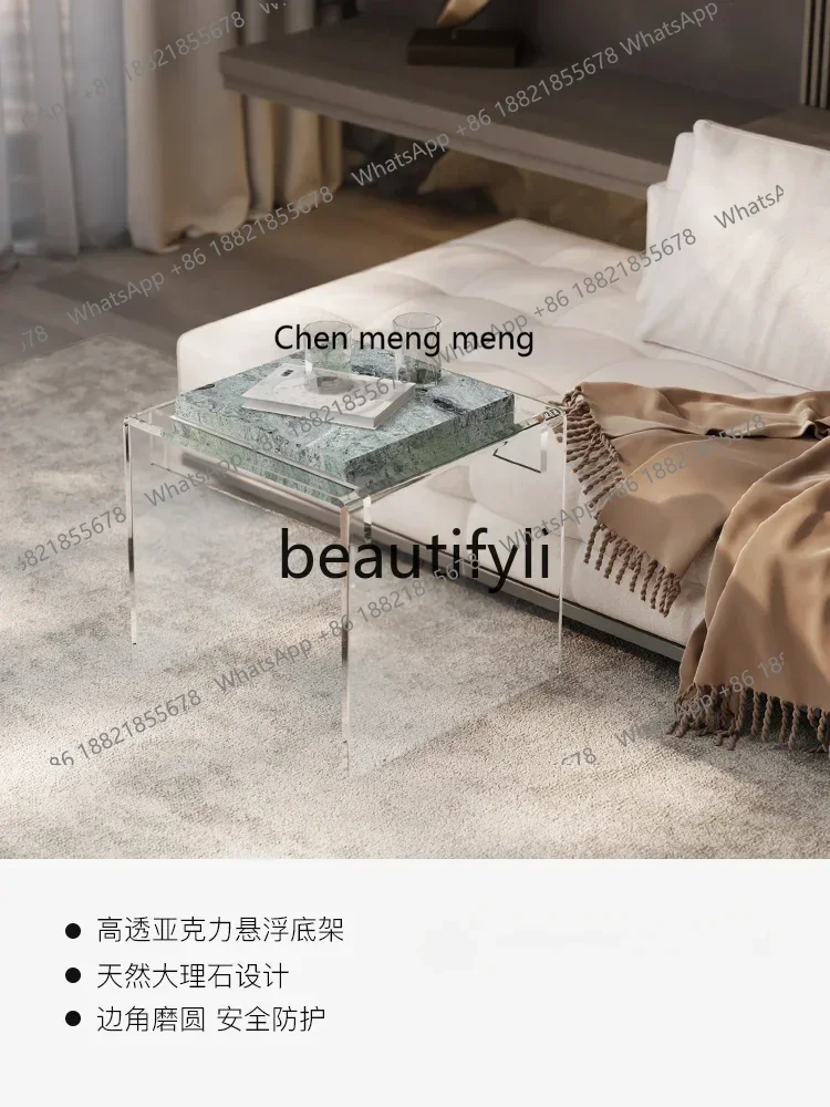 2003 Natural marble suspended edge few high-end villa living room designer acrylic creative sofa square edge few