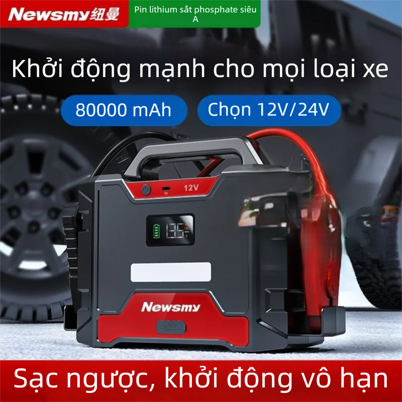 NIUMAN | Bộ Đèn Khởi Động Mạnh 80000mAh 12V/24V Pin Lithium Sắt Phosphate Cho Xe Hơi, Xe Tải, SUV, Có Màn Hình LCD