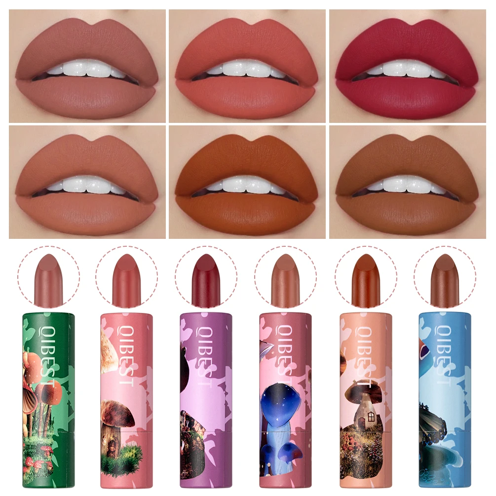 

QIBEST Matte Lipstick Long Lasting Waterproof Lip Stick Smudge-free Classic Highly Pigmented Velvet Finish Red Lip Tint Makeup