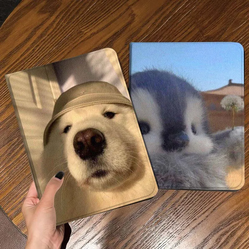 

White Dog Wearing Hat Tablet Case For Apple iPad Air Pro mini 1 2 3 4 5 6 7 8 9 11 M2 M3 M5 M4 5th 6th 7th 10th 11th Gift