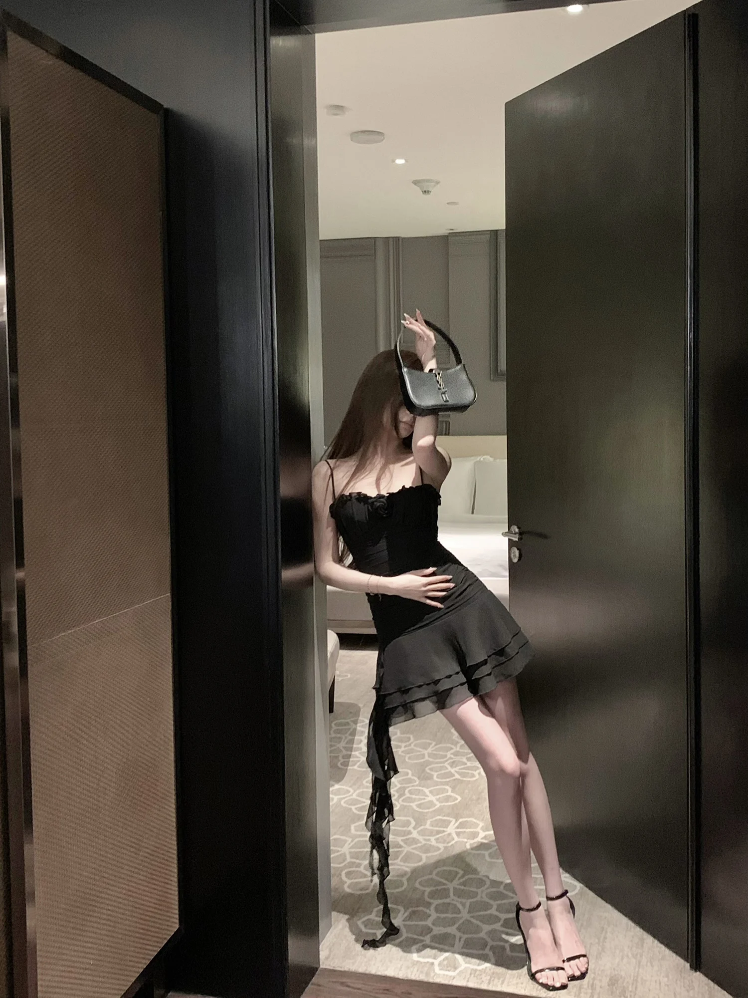 

Wuuus Rebellious Lover Adjustable Strap Gown Women's Summer Sexy Pleated Dr High Waist A-Line Skirt Svel ort Dr