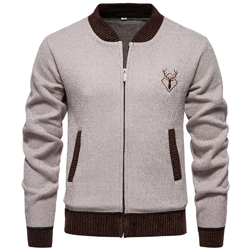 Men Casual Cardigans Sweaters Winter Sweatercoats Jackets Quality Men Fleece Thicker Warm Stand-up collar Fit Cardigans Coats 3X