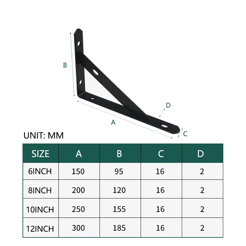 2x Metal Shelf Bracket L Shape Thickened Corner Brace Shelf Right Angle Bracket Tripod Wall Shelf Supporting Fixing Partitions image 6