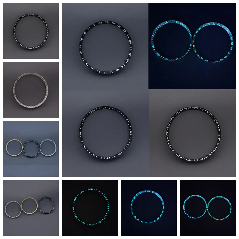 30.5*27.5mm Watch Chapter Ring Blue and Green Luminous Metal Fit SKX007 SKX009 Watch Accessories For NH35 NH36 7S 4R Movement