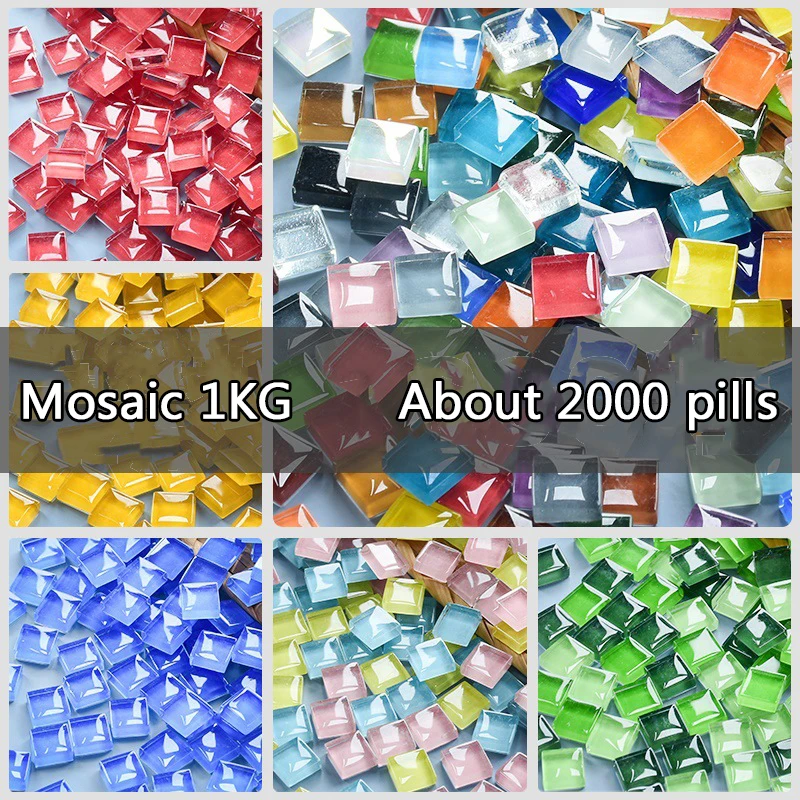 

1KG colored crystal glass mosaic handmade DIY children's creative art art area painting mosaic material