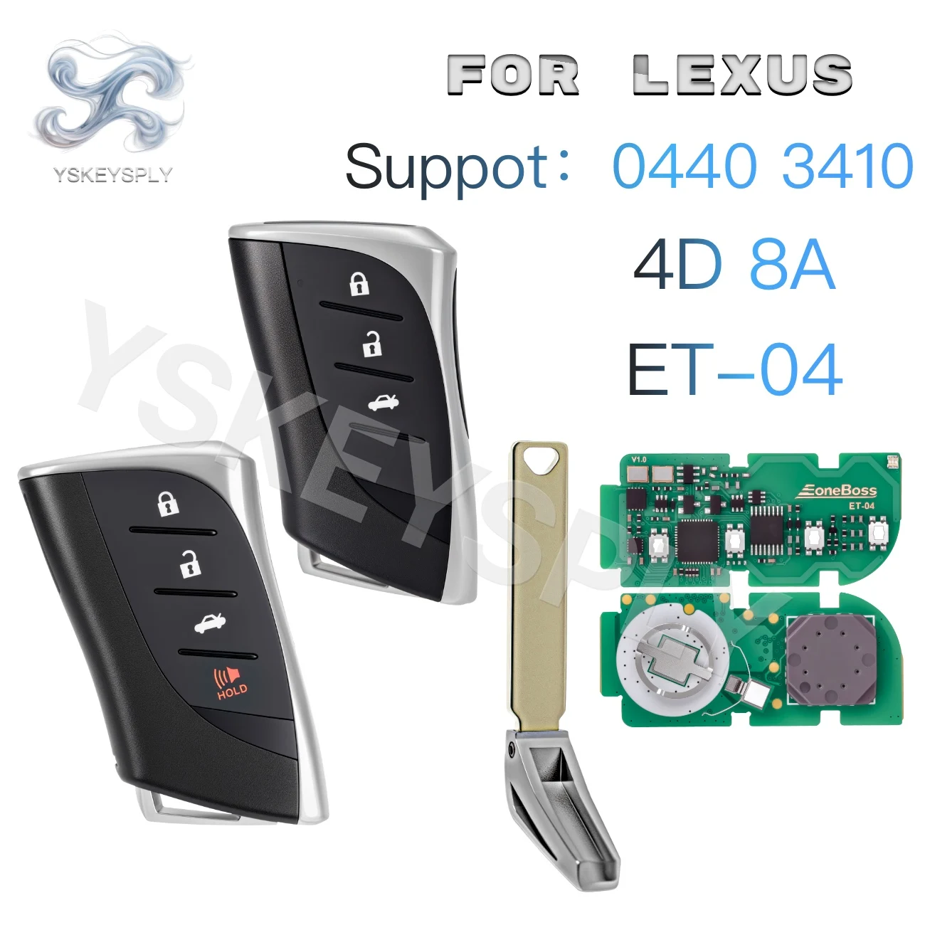 

For Lexus LC LS500 LS500H UX ES300H ES200 EoneBoss ET-04 Smart Key Fob 4D 8A Chip 3/4 Buttons