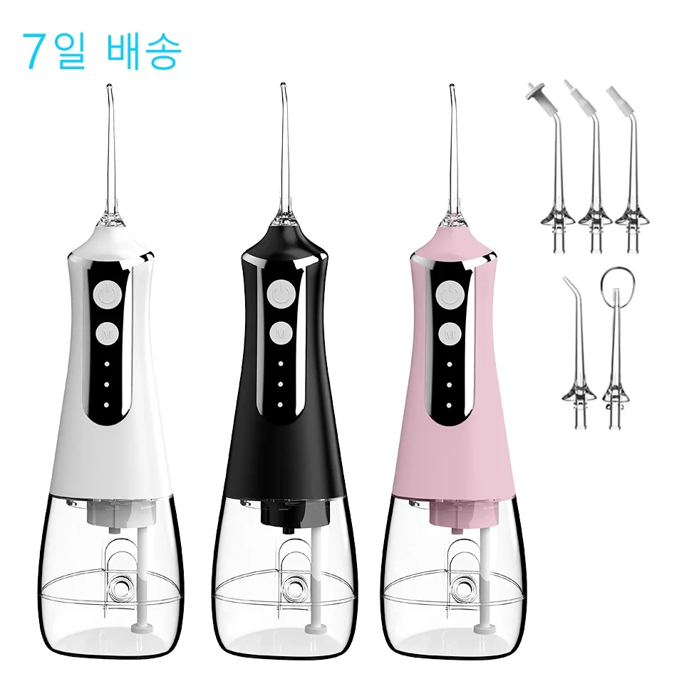 

Portable Oral Irrigator USB Rechargeable Water Flosser Dental Water Jet 330ML Water Tank Waterproof Teeth Cleaner 5 Nozzles