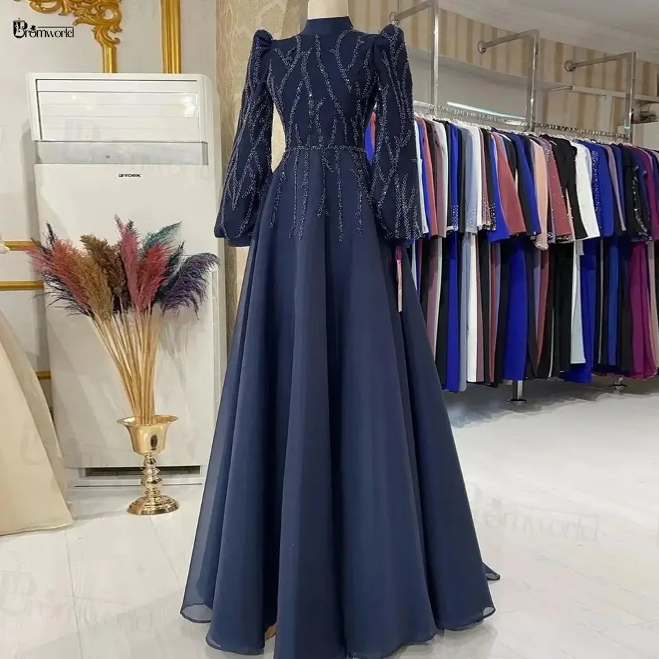 Modest Muslim Women's Lumina Evening Gown with Belt - 7013 Ice Blue main image 1