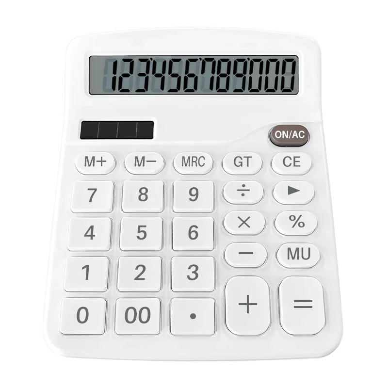 12-Digit Large LCD Display Calculator Standard Function Calculator with Solar & Battery Dual Power for Home Basic Desktop Office