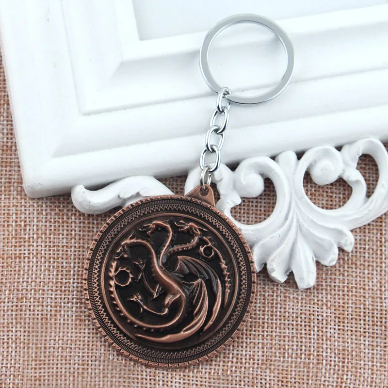 Llavero Casa de Dragón Targaryen, Colgante Metálico para Coche, Colección de Fans, Souvenir, Joyería, Accesorios, Regalo para Amigos