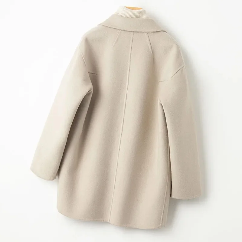 2024 moda cappotto di lana a doppia faccia soprabito di lana da donna autunno inverno capispalla corta di alta qualità Lady top Casual larghi