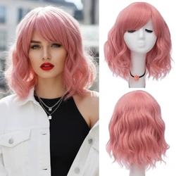 MSIWIGS parrucca Cosplay corta Bob per le donne capelli verdi sintetici nuovo stile parrucca elastica resistente al calore estiva con frangia laterale