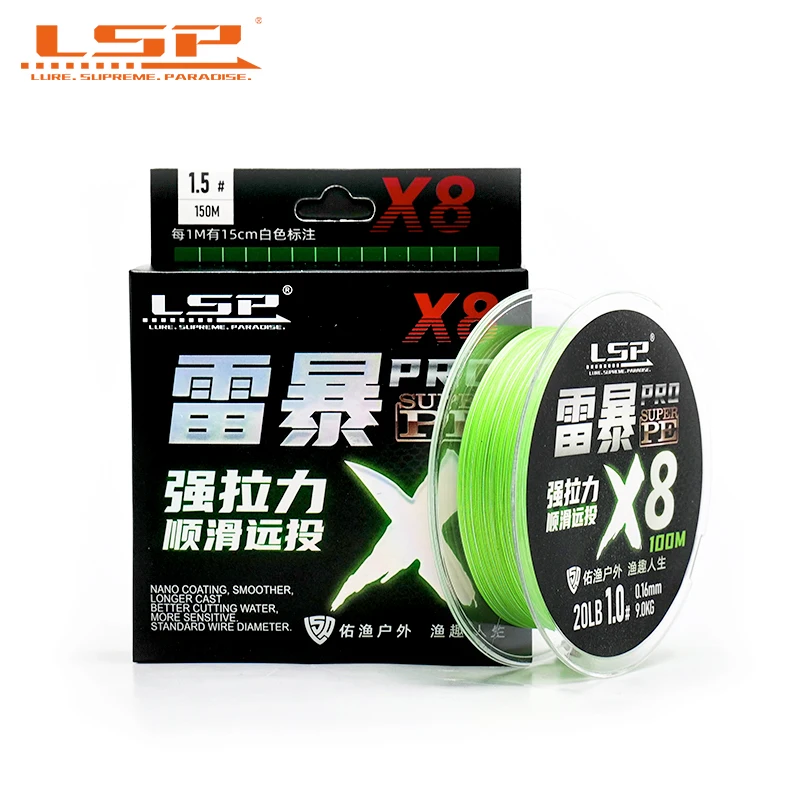 LSP Thunderstorm Pro PE Fishing Line Braided 8 Strands 100-500M 13-58LB Multifilament Line Carp Linhas Pesca For Sea Freshwater