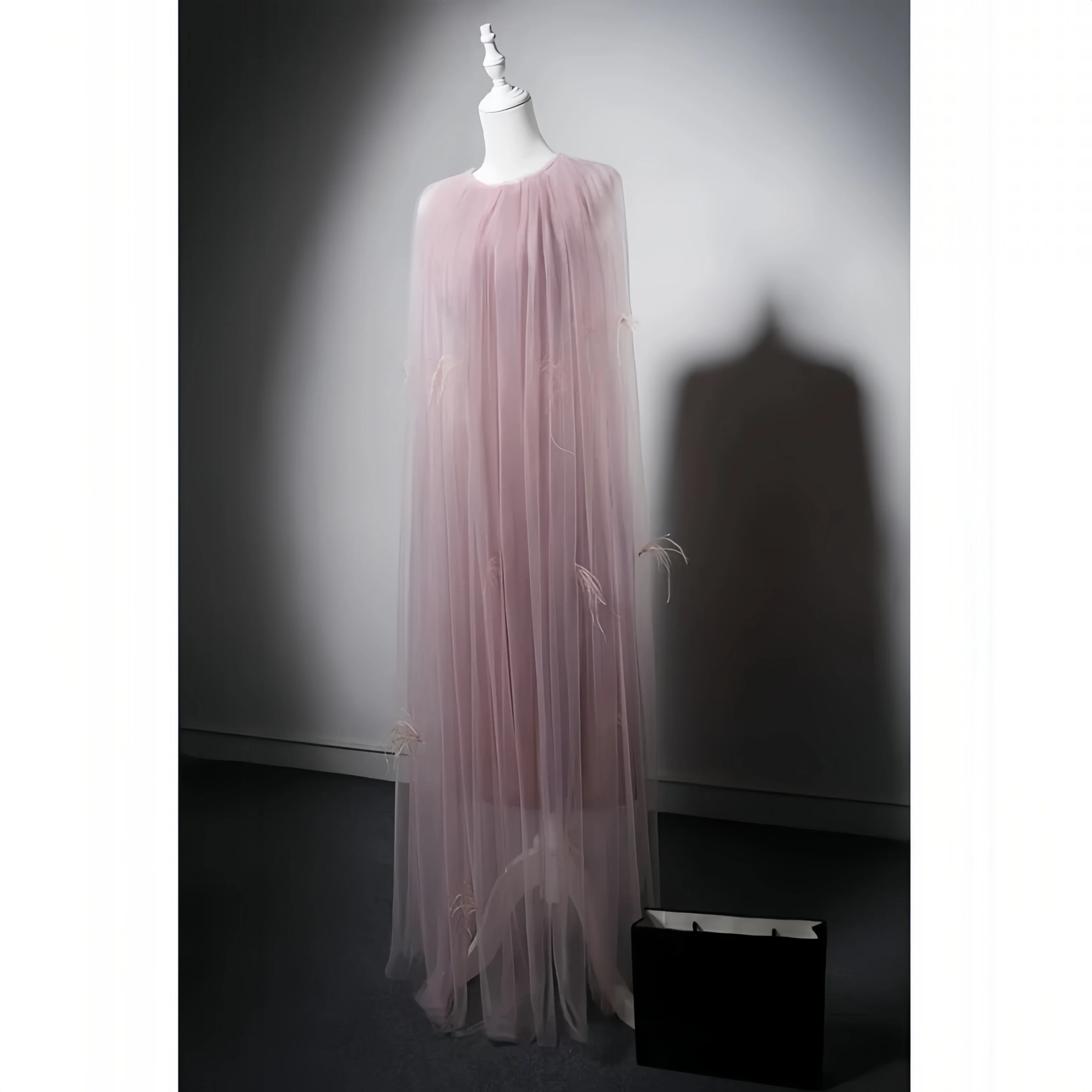 Elegant Pink Evening Dress Fake Two Tulle A-Line Round Neck Sleeveless Backless Special Occasion Celebrity Banquet Dress