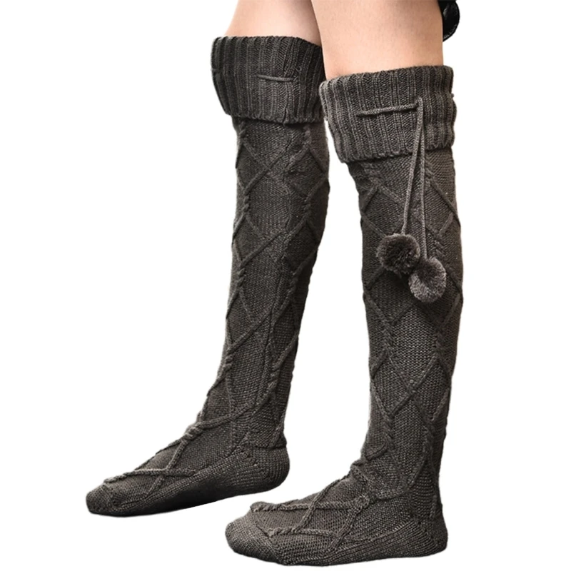 Women Over Knee Long Boot Socks Cable Knitted Thigh High Leg Warmers